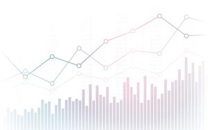 abstract chart showing line graphs increasing on white background